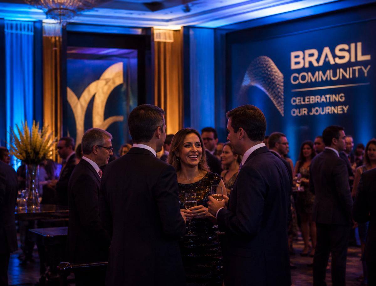 Convidados em um evento corporativo da comunidade brasileira